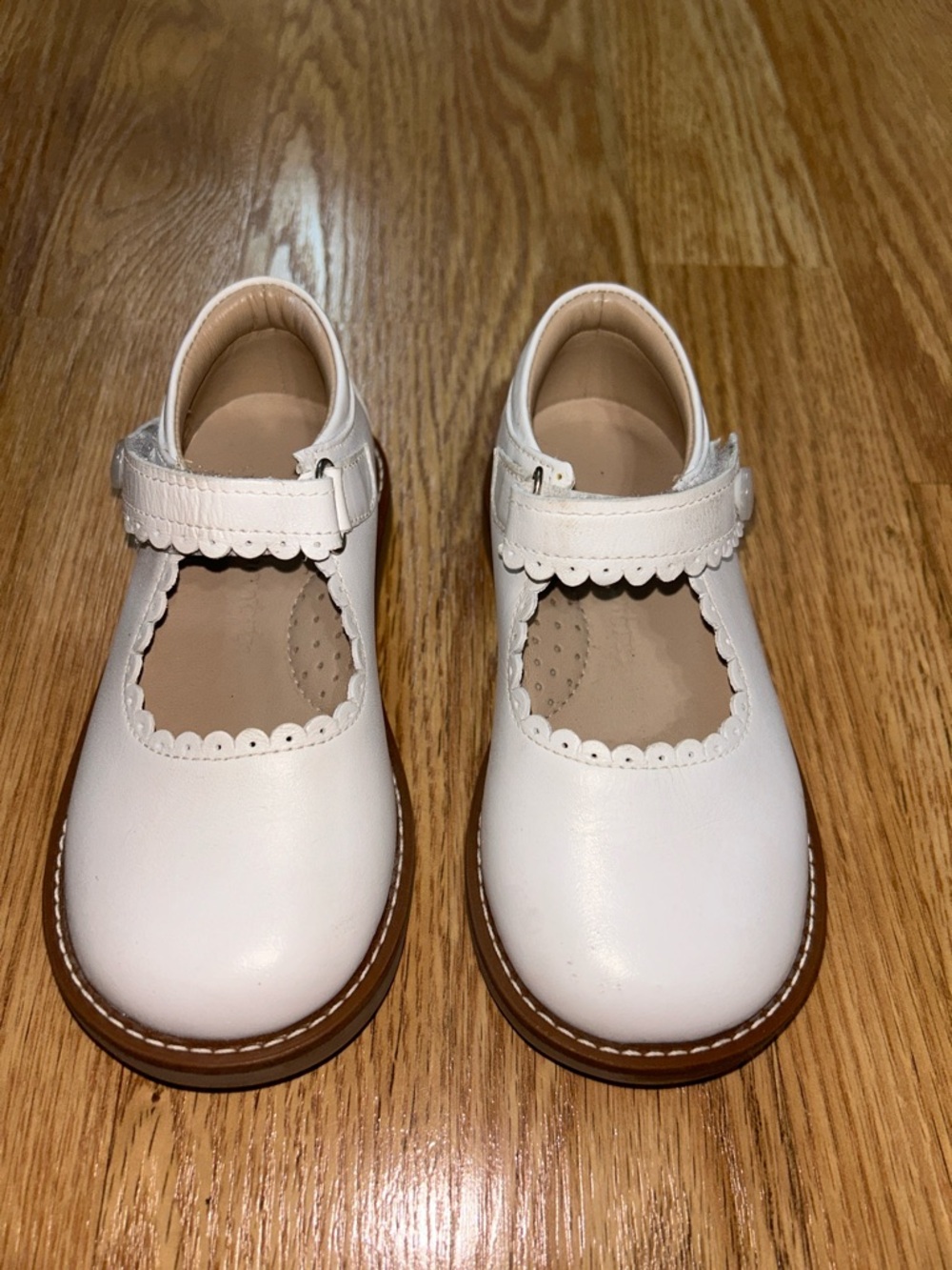 Elephantito White Mary Jane Shoes with Brown Outsole